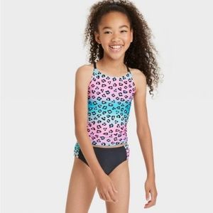 Girls' Magical Animal Ombre Bow Back Tankini Set - Cat & Jack